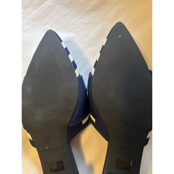 Vivaia Pointed Toe Knot Sandals Yaffa Navy Stripe Size 9 - Picture 6 of 10